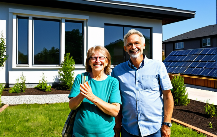 Positive Energy Architecture & Community**
"Modern, fully clothed family stands in front of a newly built, architecturally interesting positive energy house. House features integrated solar panels and a green roof. Background shows a friendly, sustainable neighborhood with other energy-efficient homes. Bright, sunny day. Perfect anatomy, correct proportions, natural pose, well-formed hands, proper finger count, natural body proportions, safe for work, appropriate content, fully clothed, family-friendly, professional architecture photography, high quality, environmental sustainability."
**