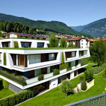 Home 9 Positive Energy Eco-Neighborhood**
"A modern eco-neighborhood in Bolzano, Italy, showcasing houses with solar panels seamlessly integrated into the rooftops and facades. Visible are vertical gardens and ample greenery. Ensure the lighting is bright and optimistic. Emphasis on clean lines, sustainable materials, and a family-friendly atmosphere. Focus on perfect architecture, correct proportions, and professional architectural rendering. Safe for work, appropriate content, fully clothed people visible enjoying the space, professional, family-friendly."
**